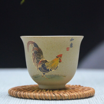 Ceașcă de ceai din ceramică din ceramică antică, ceașcă de ceai de cocoș pictată manual, bol portabil pentru călătorie, ceașcă Pu'er Master Cup, set de ceai chinezesc Accesorii