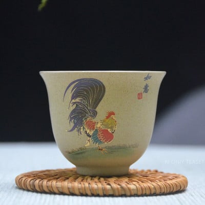 Ceașcă de ceai din ceramică din ceramică antică, ceașcă de ceai de cocoș pictată manual, bol portabil pentru călătorie, ceașcă Pu'er Master Cup, set de ceai chinezesc Accesorii