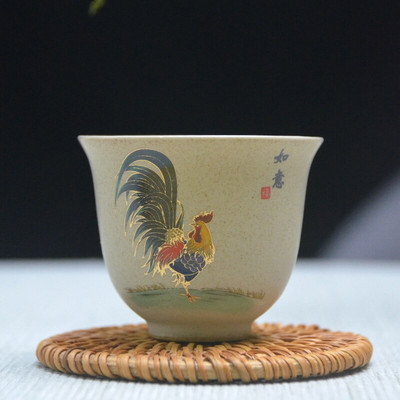 Ceașcă de ceai din ceramică din ceramică antică, ceașcă de ceai de cocoș pictată manual, bol portabil pentru călătorie, ceașcă Pu'er Master Cup, set de ceai chinezesc Accesorii
