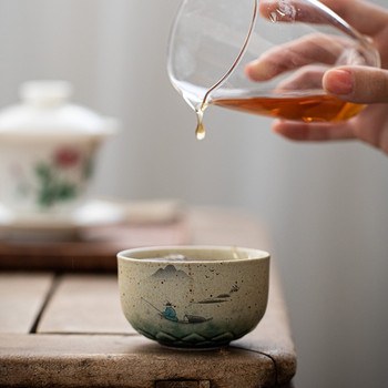 Κεραμικό φλιτζάνι τσαγιού Fambe 85 ml χονδροειδούς κεραμικής Kiln Fambe Retro πολύχρωμο Vitalmine Master Cup Crane Art Tea Bowl Kung Fu Teaware Τελετή