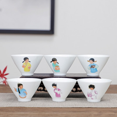 6 комплекта китайски керамични чаши рибни чаши синьо-бял чайник малка порцеланова купа за чай чаша за чай чайник аксесоари напитка Съдове за напитки