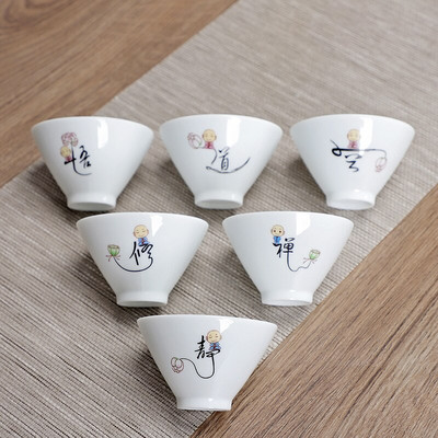 6 комплекта китайски керамични чаши рибни чаши синьо-бял чайник малка порцеланова купа за чай чаша за чай чайник аксесоари напитка Съдове за напитки