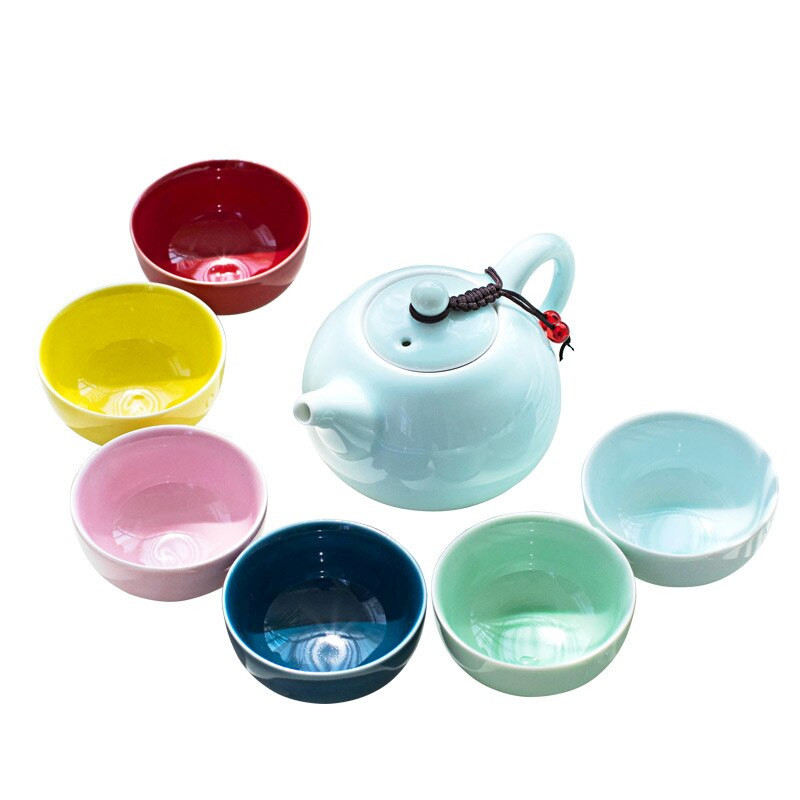 6 комплекта китайски керамични чаши рибни чаши синьо-бял чайник малка порцеланова купа за чай чаша за чай чайник аксесоари напитка Съдове за напитки