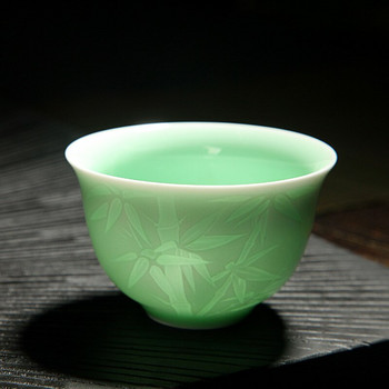 New China Shadow Green/Misty Blue Kungfu φλιτζάνια τσαγιού δαμάσκηνο/ορχιδέα/μπαμπού/χρυσάνθεμο Κεραμικό Longquan Celadon Master Tea Cup Pu\'er