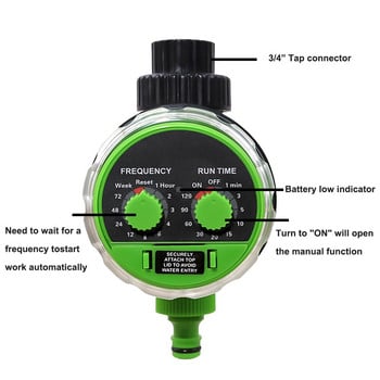 Интелигентен сферичен кран Таймер за поливане Автоматична електронна домашна градина за напоителна система Цвят Зелен Работи с 2*AA батерии