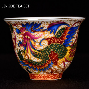 Κινεζικό χειροποίητο φλιτζάνι τσαγιού από πορσελάνη Household Dragon and Phoenix Pattern Κεραμικό Master Cup Personal Tea Bowl Teaware