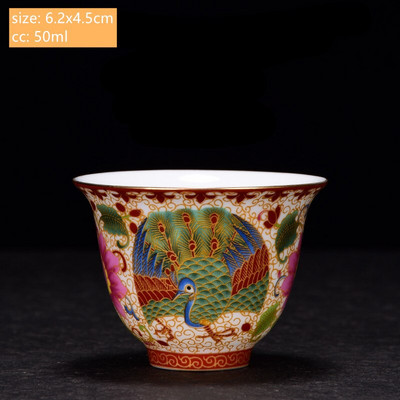 Ceașcă de ceai din porțelan chinezesc lucrat manual, cu model de dragon și Phoenix, ceașcă de ceai din ceramică, bol personal de ceai.