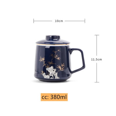 Kínai kerámia szűrős teafőző személyi speciális tea-vízelválasztó csésze Csúcsminőségű irodai fogantyúval, teáscsésze háztartási teáskészlet