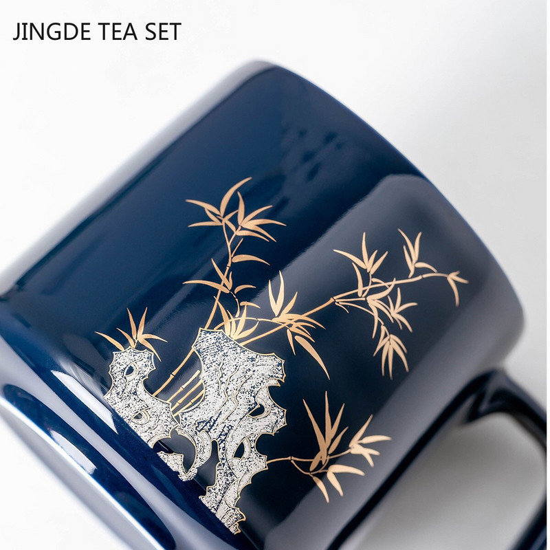 Kínai kerámia szűrős teafőző személyi speciális tea-vízelválasztó csésze Csúcsminőségű irodai fogantyúval, teáscsésze háztartási teáskészlet