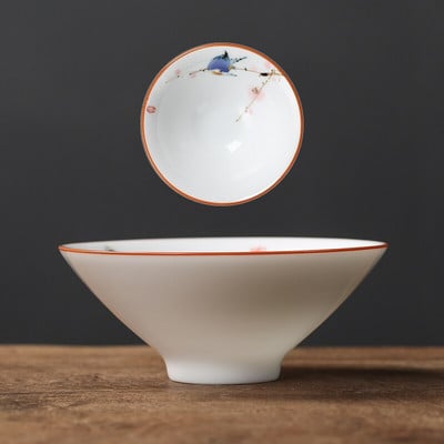 1 vnt. kiniškas keramikinis arbatos puodelis, rankomis dažytas gėlių ir paukščių puodelis Kelioninis arbatos dubuo Buitinis porcelianinis arbatos rinkinys Master Cup 60 ml