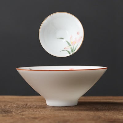 1 vnt. kiniškas keramikinis arbatos puodelis, rankomis dažytas gėlių ir paukščių puodelis Kelioninis arbatos dubuo Buitinis porcelianinis arbatos rinkinys Master Cup 60 ml