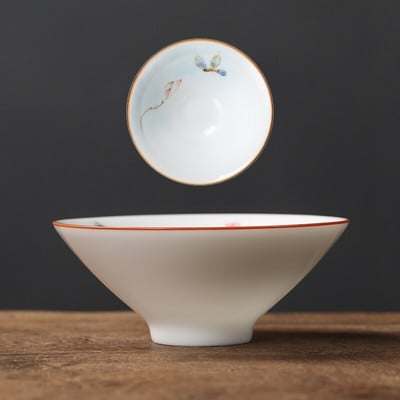 1 vnt. kiniškas keramikinis arbatos puodelis, rankomis dažytas gėlių ir paukščių puodelis Kelioninis arbatos dubuo Buitinis porcelianinis arbatos rinkinys Master Cup 60 ml