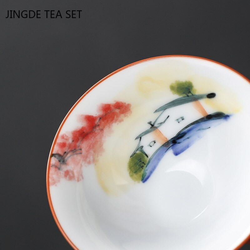 1 vnt. kiniškas keramikinis arbatos puodelis, rankomis dažytas gėlių ir paukščių puodelis Kelioninis arbatos dubuo Buitinis porcelianinis arbatos rinkinys Master Cup 60 ml