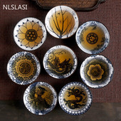 NLSLASI kiniškas keramikinis arbatos rinkinys arbatos rinkinys Mažas arbatos puodelis Vienas puodelis Mėlynos ir baltos spalvos porcelianinis puodelis asmeninis puodelis puodelis Master Cup