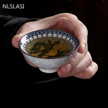 NLSLASI Κινέζικο κεραμικό σετ τσαγιού Σετ τσαγιού Μικρό φλιτζάνι τσαγιού Μονό φλιτζάνι Μπλε και λευκό πορσελάνινο κύπελλο Personal Cup Master Cup