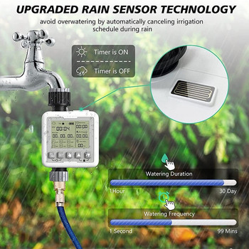 Сензор за дъжд Контролер за поливане Система за поливане Устройство за поливане 6 програми Цифров таймер за напояване за градина Автоматичен