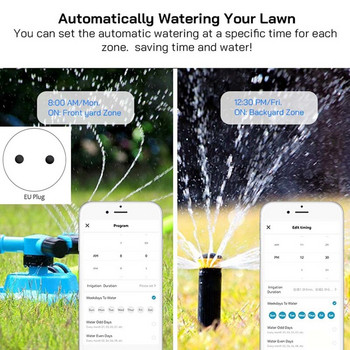 Tuya Wifi Контролер за спринклер Интелигентен таймер за напояване 8 зони Устройство за автоматично поливане за градина