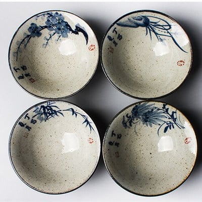 4 Stilius / partijos rankomis dažytos kininės slyvos žiedų senovinės orchidėjų puodeliai keramikos bambuko puodeliai arbatos puodelių rinkinys arbatos indas arbatos ceremonijai