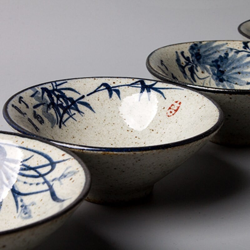 4 Stilius / partijos rankomis dažytos kininės slyvos žiedų senovinės orchidėjų puodeliai keramikos bambuko puodeliai arbatos puodelių rinkinys arbatos indas arbatos ceremonijai