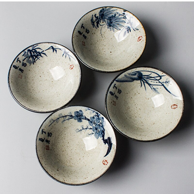 4 Stilius / partijos rankomis dažytos kininės slyvos žiedų senovinės orchidėjų puodeliai keramikos bambuko puodeliai arbatos puodelių rinkinys arbatos indas arbatos ceremonijai