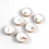 Dzērieni Ķīniešu Kung Fu tējas komplekts Tējtasīšu krūzes Ar rokām apgleznotas keramikas porcelāns puer Oolong tējai Plūmju/lotosa/zelta zivtiņas keramikas krūzīte