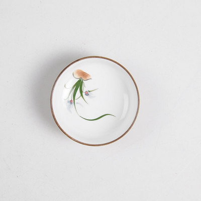 Dzērieni Ķīniešu Kung Fu tējas komplekts Tējtasīšu krūzes Ar rokām apgleznotas keramikas porcelāns puer Oolong tējai Plūmju/lotosa/zelta zivtiņas keramikas krūzīte