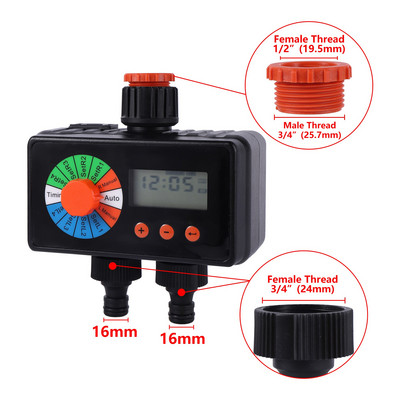 Temporizator de apă cu ecran LCD de 1/2"3/4" cu senzor de ploaie automat inteligent, controler de udare, temporizator de irigare a plantelor de grădină, gazon