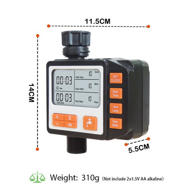 Temporizator de apă cu ecran LCD de 1/2"3/4" cu senzor de ploaie automat inteligent, controler de udare, temporizator de irigare a plantelor de grădină, gazon