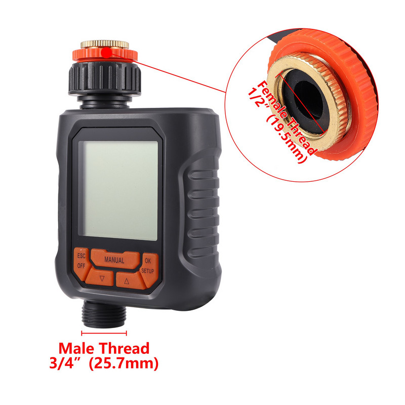 Temporizator de apă cu ecran LCD de 1/2"3/4" cu senzor de ploaie automat inteligent, controler de udare, temporizator de irigare a plantelor de grădină, gazon