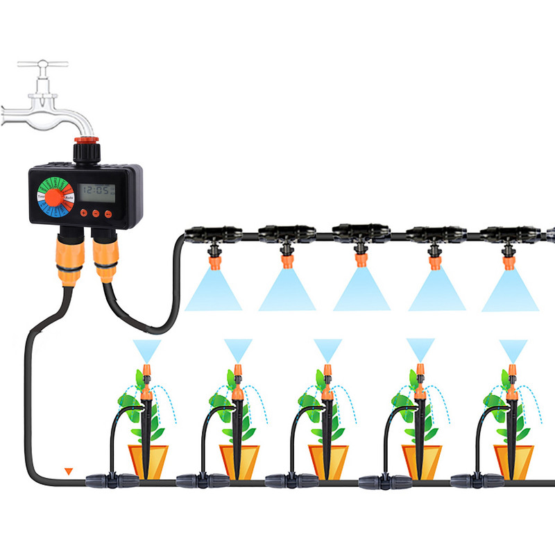 Temporizator de apă cu ecran LCD de 1/2"3/4" cu senzor de ploaie automat inteligent, controler de udare, temporizator de irigare a plantelor de grădină, gazon