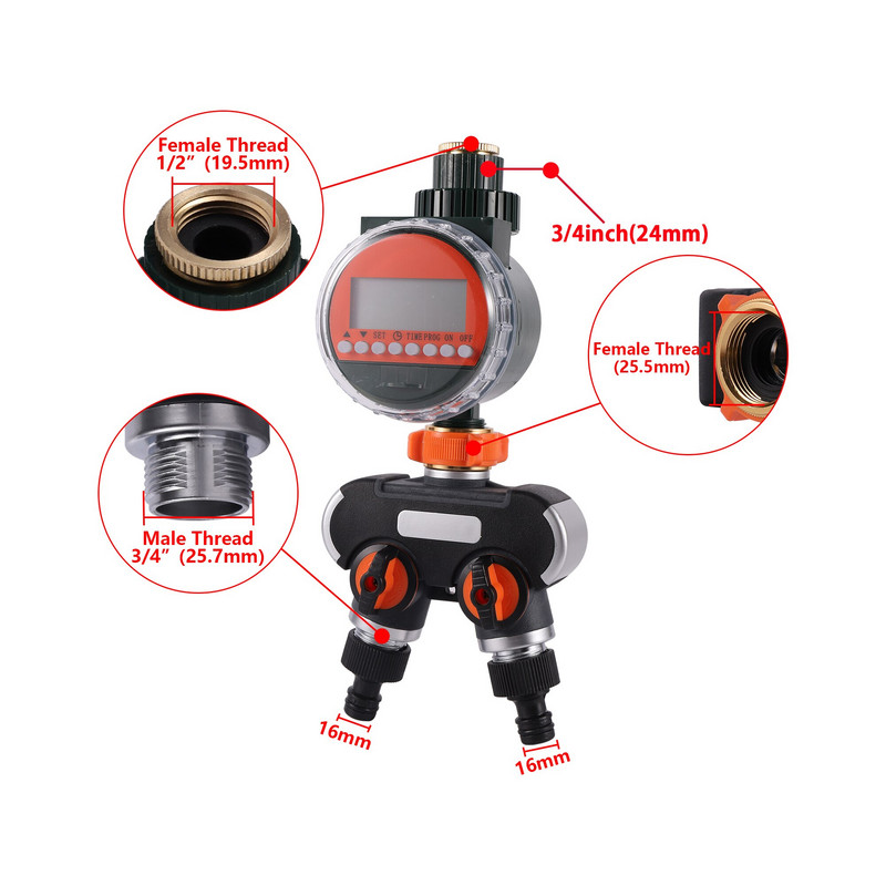 Kerti öntözőcsap öntözési időzítő 1/2"3/4" - 16 mm-es LCD esőérzékelő vízálló automata időzítő otthoni kerti pázsithoz