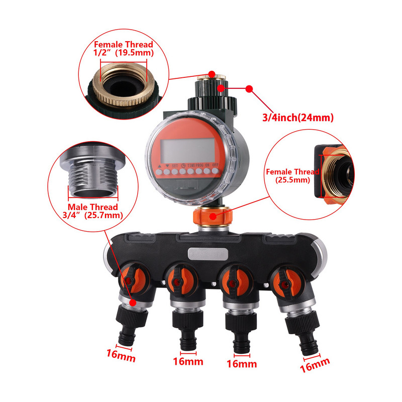 Kerti öntözőcsap öntözési időzítő 1/2"3/4" - 16 mm-es LCD esőérzékelő vízálló automata időzítő otthoni kerti pázsithoz