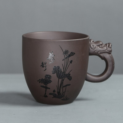 Tradicinis purpurinis molinis arbatos puodelis Kavos puodelis Biuras su rankena arbatos puodeliu Individualizuotos buitinės arbatos rinkiniai Boutique asmeninis vienas puodelis