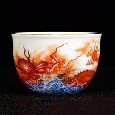 Ceașcă de ceai cu model de dragon din ceramică chinezească, email de uz casnic, măiestrie, ceașcă de ceai personală, o singură ceașcă, accesorii pentru set de ceai