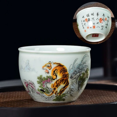 Ceașcă de ceai cu model de dragon din ceramică chinezească, email de uz casnic, măiestrie, ceașcă de ceai personală, o singură ceașcă, accesorii pentru set de ceai