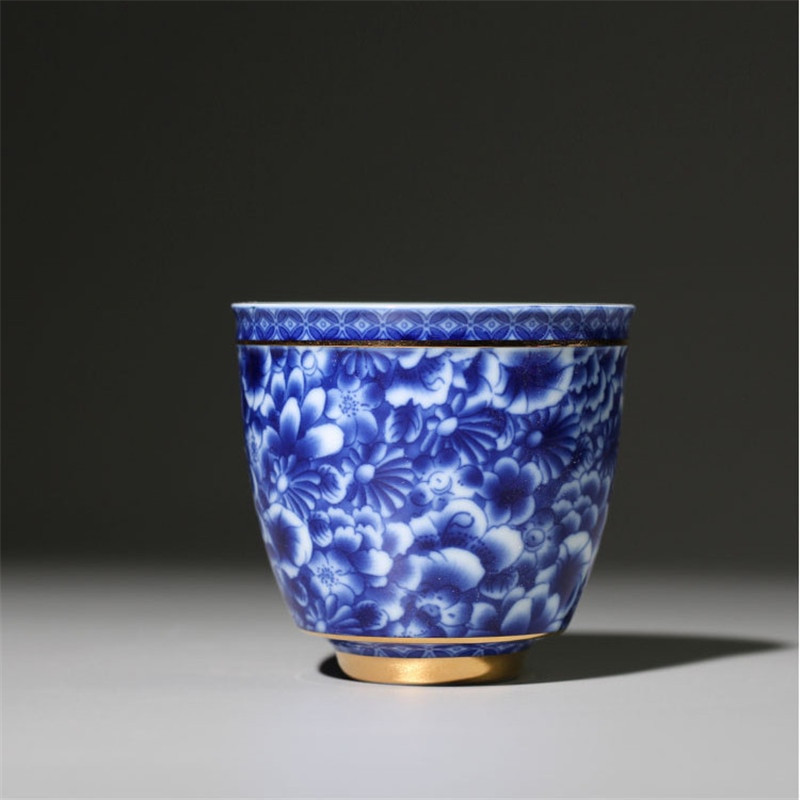 Kínai Jingdezhen kék-fehér porcelán teáscsésze kis teástál kerámia teáscsésze kávés sörös boros bögre Italkészlet