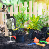 Automatikus vízidőzítő locsoló időzítő esőérzékelővel/gyerekzárral/automatikus kézi öntözési móddal/IP65 vízálló kerti gyeptömlővel