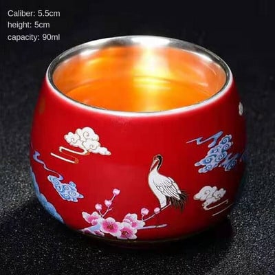 Master Cup Сребърна чаша за чай Единична чаша Керамична чаша за чай 999 Чаша за вино Чаша за чай Кунг-фу купа бизнес подарък позлатена сребърна чаша за чай