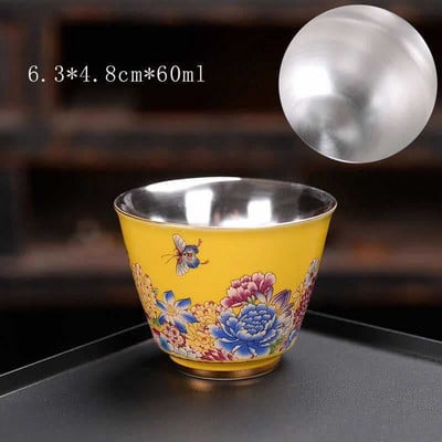 Master Cup Сребърна чаша за чай Единична чаша Керамична чаша за чай 999 Чаша за вино Чаша за чай Кунг-фу купа бизнес подарък позлатена сребърна чаша за чай