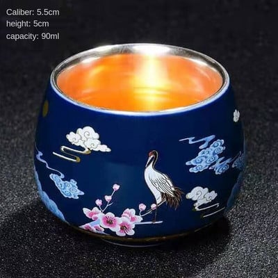 Master Cup Сребърна чаша за чай Единична чаша Керамична чаша за чай 999 Чаша за вино Чаша за чай Кунг-фу купа бизнес подарък позлатена сребърна чаша за чай