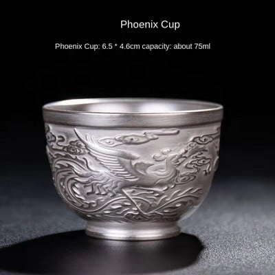 Master Cup Сребърна чаша за чай Единична чаша Керамична чаша за чай 999 Чаша за вино Чаша за чай Кунг-фу купа бизнес подарък позлатена сребърна чаша за чай