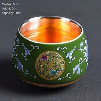 Master Cup Сребърна чаша за чай Единична чаша Керамична чаша за чай 999 Чаша за вино Чаша за чай Кунг-фу купа бизнес подарък позлатена сребърна чаша за чай