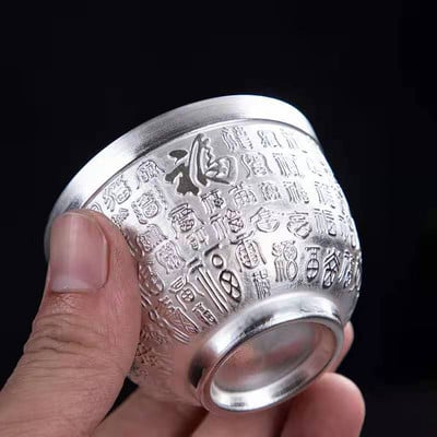 Master Cup Сребърна чаша за чай Единична чаша Керамична чаша за чай 999 Чаша за вино Чаша за чай Кунг-фу купа бизнес подарък позлатена сребърна чаша за чай