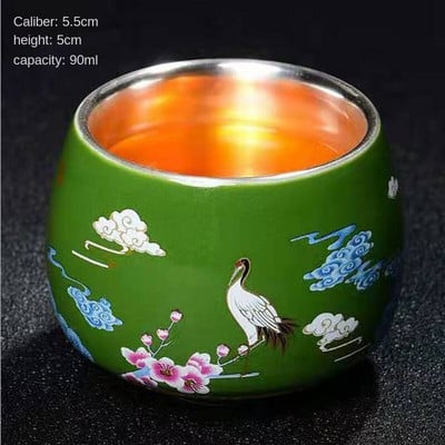 Master Cup Сребърна чаша за чай Единична чаша Керамична чаша за чай 999 Чаша за вино Чаша за чай Кунг-фу купа бизнес подарък позлатена сребърна чаша за чай