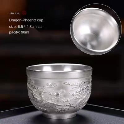 Master Cup Сребърна чаша за чай Единична чаша Керамична чаша за чай 999 Чаша за вино Чаша за чай Кунг-фу купа бизнес подарък позлатена сребърна чаша за чай