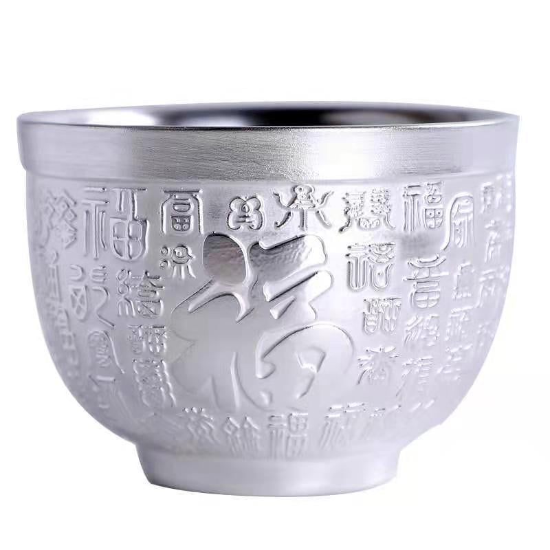 Master Cup Сребърна чаша за чай Единична чаша Керамична чаша за чай 999 Чаша за вино Чаша за чай Кунг-фу купа бизнес подарък позлатена сребърна чаша за чай