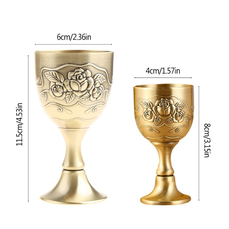 Didelis metalas europietiškas senovinis bronzinis alkoholinis stiklas Kūrybiška asmenybė alkoholio rožė Pradžia Rusiška taurė maža vyno taurė
