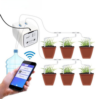 Διπλή αντλία Garden Drip Watering Timer Wifi Control Αυτόματο σύστημα άρδευσης σταγόνων ποτίσματος για Έλεγχος εφαρμογής WIFI θερμοκηπίου