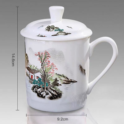 Kínai stílusú csont Kína Jingdezhen kék-fehér porcelán teáscsésze Irodai ivóvíz csésze fedéllel Utazási teáskészlet