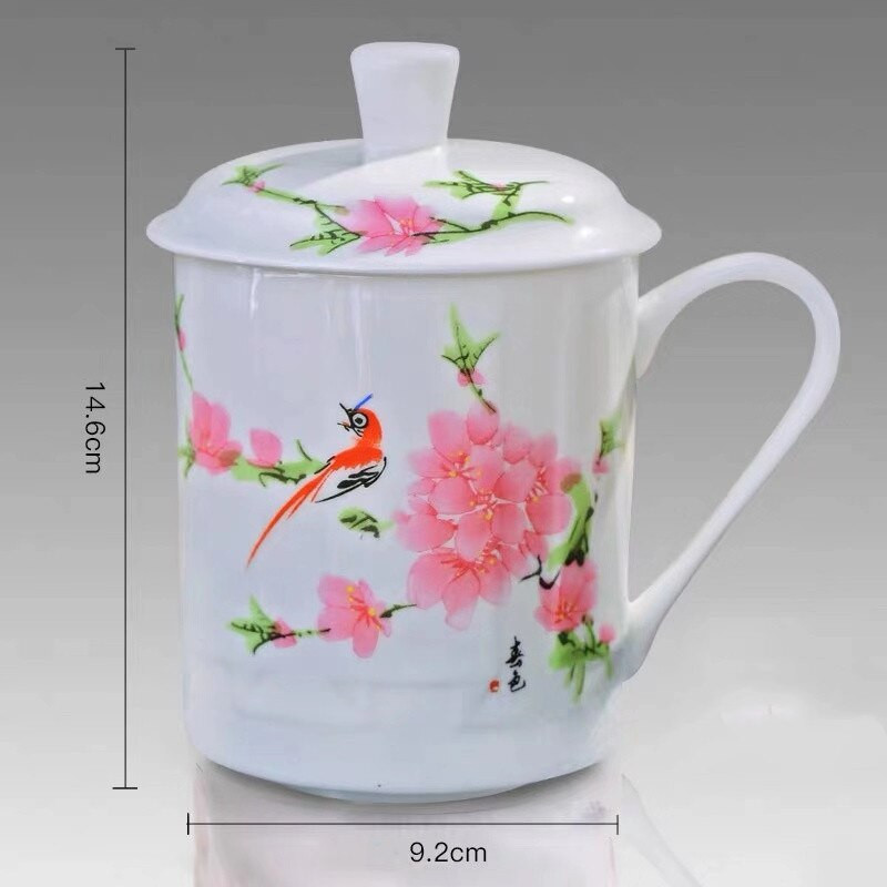 Kínai stílusú csont Kína Jingdezhen kék-fehér porcelán teáscsésze Irodai ivóvíz csésze fedéllel Utazási teáskészlet